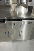 Stainless steel utility storage cabinet front view

Double-door steel cabinet with locking system

Internal shelves in garage tool locker

Heavy-duty stainless cabinet side angle

Commercial-grade storage cabinet in workshop
