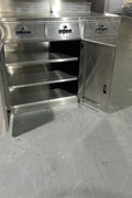 Stainless steel utility storage cabinet front view

Double-door steel cabinet with locking system

Internal shelves in garage tool locker

Heavy-duty stainless cabinet side angle

Commercial-grade storage cabinet in workshop