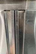 Stainless steel utility storage cabinet front view

Double-door steel cabinet with locking system

Internal shelves in garage tool locker

Heavy-duty stainless cabinet side angle

Commercial-grade storage cabinet in workshop