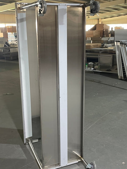 Stainless steel rolling work table with locking wheels – front view

48-inch stainless steel prep station with under-shelf and casters

72-inch commercial kitchen table with wheels – side angle

Mobile food service prep table with heavy-duty design

Industrial stainless table in warehouse environment