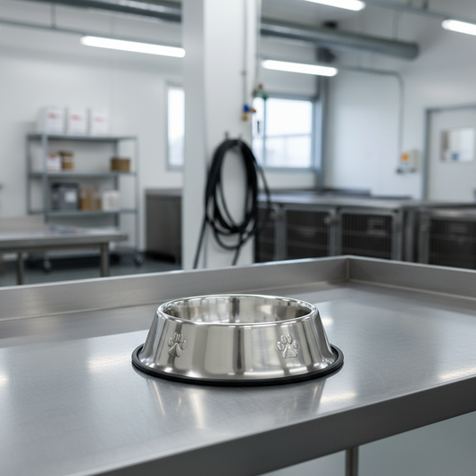 Stainless Steel Pet Food Bowl Set 7" & 10" Durable Dog & Cat Feeding Bowls