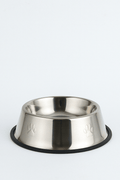 Stainless steel pet bowl with anti-slip base
7" dog food bowl on white background
Side-by-side stainless steel bowls for cats and dogs