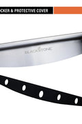 “Commercial stainless steel rocker pizza cutter with black handle”

“Rocker pizza blade with protective sheath”

“Professional pizza slicer on kitchen counter”