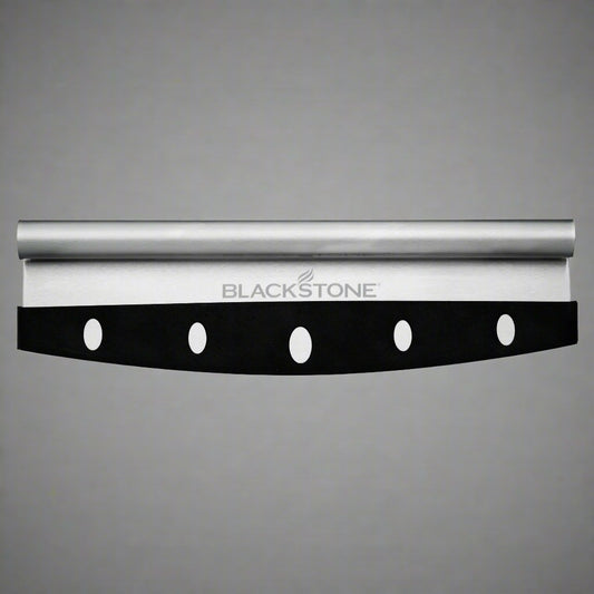 “Commercial stainless steel rocker pizza cutter with black handle”

“Rocker pizza blade with protective sheath”

“Professional pizza slicer on kitchen counter”