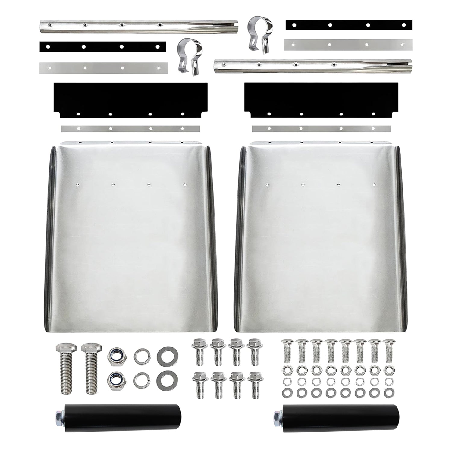 New Stainless Steel Quarter Fender Sets for Semi Trucks – 24"x27", Universal Fit, Polished Finish P250522 - with | Sold by Uncle Wiener's Wholesale