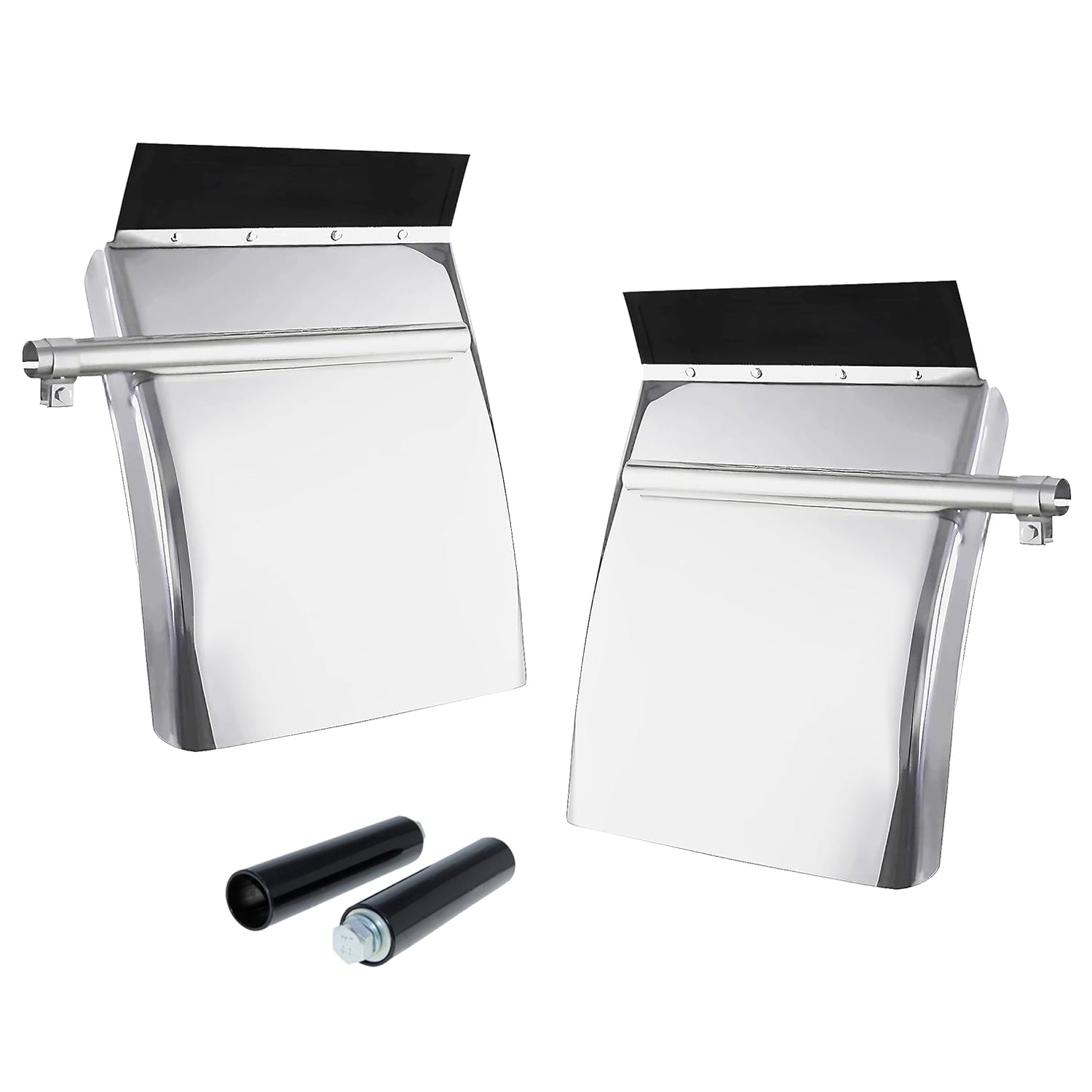 New Stainless Steel Quarter Fender Sets for Semi Trucks – 24"x27", Universal Fit, Polished Finish P250522 - with | Sold by Uncle Wiener's Wholesale