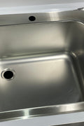 Stainless steel utility sink with 3 drawers front view

Commercial sink cabinet for restaurant or kitchen use

Stainless sink station with pull-out storage drawers

Industrial-grade sink unit with integrated storage

Compact kitchen sink workstation for food prep areas