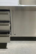 Stainless steel utility sink with 3 drawers front view

Commercial sink cabinet for restaurant or kitchen use

Stainless sink station with pull-out storage drawers

Industrial-grade sink unit with integrated storage

Compact kitchen sink workstation for food prep areas