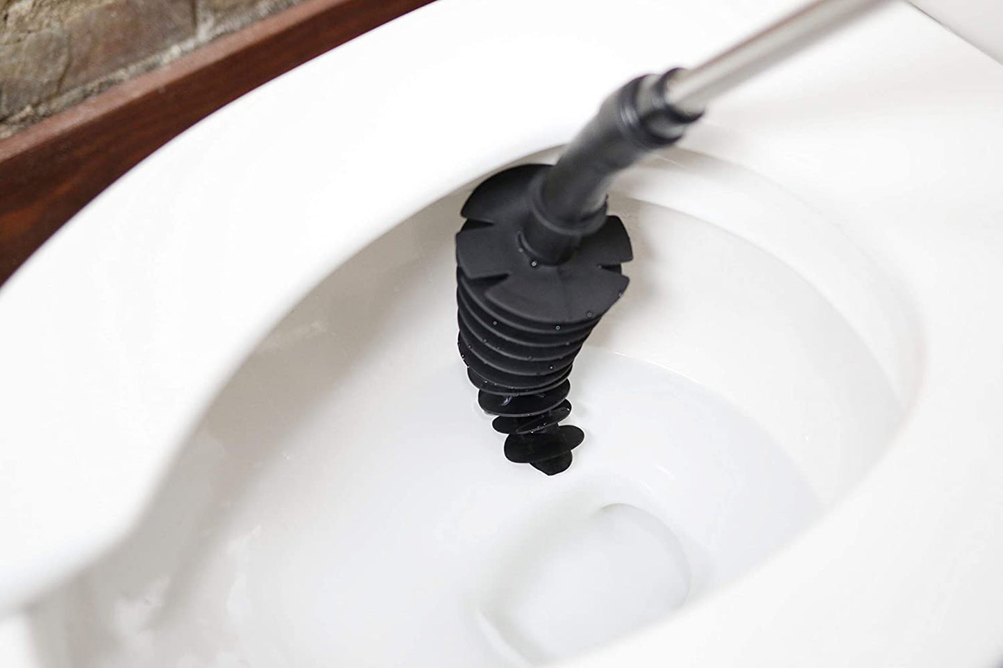 New Stainless Steel Toilet Plunger Dredge – Powerful Clog Remover with Holder | SKU: D0239 - with | Sold by Uncle Wiener's Wholesale