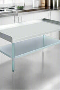 Stainless steel work table with 2-inch splash guard for kitchens
Commercial kitchen prep table with adjustable undershelf
Heavy-duty stainless table with galvanized legs and splash protection