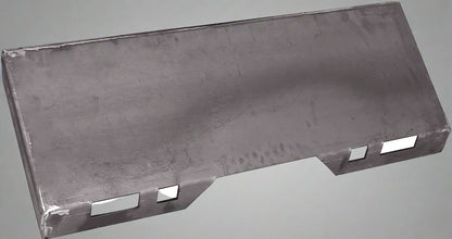 Weld-on quick attach mount plate for skid steer loaders

Universal steel plate with skid steer quick attach cutouts

Side view of heavy-duty quick attach skid steer plate

Grade 50 steel weld-on plate for skid steer attachment conversion