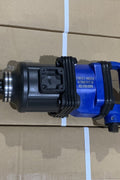 Stubby 1 inch air impact gun in blue with handle and sockets
Compact impact gun for truck and shop use
Pneumatic air impact wrench with twin hammer mechanism
Side handle stubby air tool with socket set