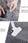 White fluffy area rug in modern living room

Gray soft rug under coffee table in cozy interior

Close-up of rug texture and anti-skid bottom

Hand touching plush surface of bedroom rug

Stylish white rug under sofa set with natural light