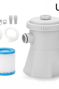 Swimming pool filter pump kit with filter cartridge

Easy-installation pool filtration system with hoses

Pool pump and filter combo for clean water

White filter pump for above-ground pools

Complete pool filtration pump kit with accessories