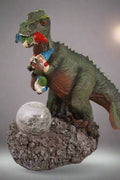 Funny dinosaur garden gnome massacre solar LED light
T-Rex devouring gnomes solar statue for garden decor
Outdoor dinosaur light with solar-powered LED illumination