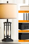 Farmhouse-style bronze table lamp with USB A and C ports

Set of 2 bedside lamps with charging ports and linen shade

Rustic USB table lamp for bedroom or living room

USB-C end table lamp with pull chain and soft lighting

