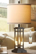 Farmhouse-style bronze table lamp with USB A and C ports

Set of 2 bedside lamps with charging ports and linen shade

Rustic USB table lamp for bedroom or living room

USB-C end table lamp with pull chain and soft lighting

