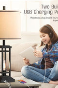 Farmhouse-style bronze table lamp with USB A and C ports

Set of 2 bedside lamps with charging ports and linen shade

Rustic USB table lamp for bedroom or living room

USB-C end table lamp with pull chain and soft lighting

