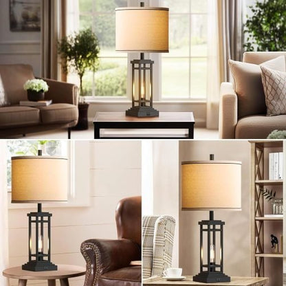 Farmhouse-style bronze table lamp with USB A and C ports

Set of 2 bedside lamps with charging ports and linen shade

Rustic USB table lamp for bedroom or living room

USB-C end table lamp with pull chain and soft lighting

