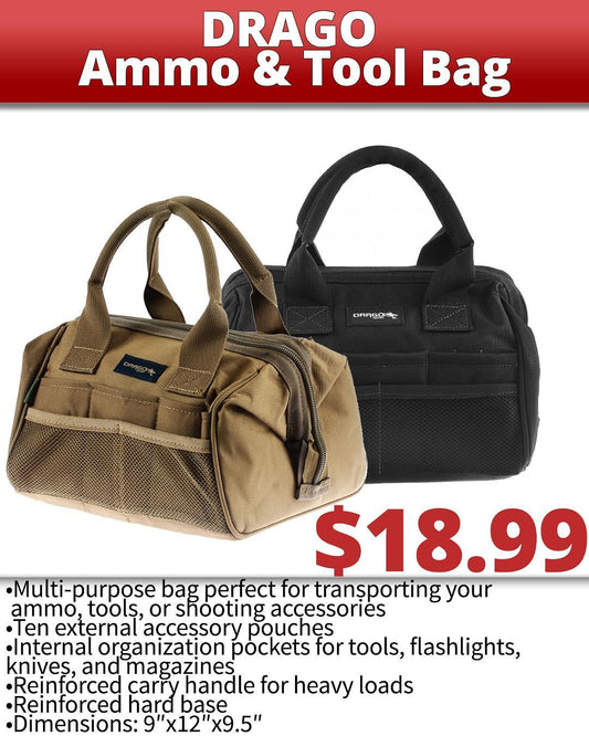 New Tactical Ammo & Tool Bag – Heavy - Duty Military Utility Range Bag for Shooting, Hunting & Gear Storage 721616T - with Black | Sold by Uncle Wiener's Wholesale