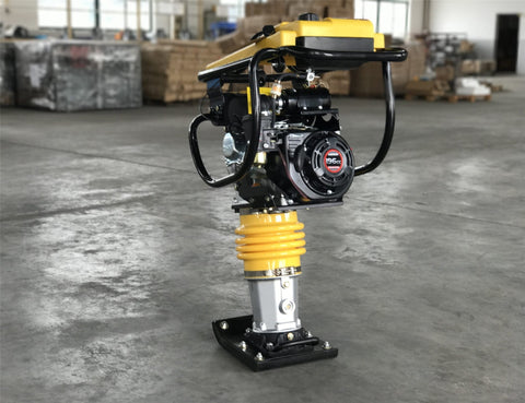 Loncin RM80 gas-powered tamping rammer front view

Yellow jumping jack compactor for soil and asphalt

Gas-powered construction compactor on job site

Loncin 6.5HP tamping rammer with impact foot

High-impact trench tamper machine for contractors