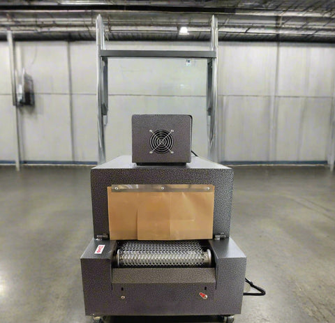 Thermal shrink wrap machine front view – model 112520
Heat tunnel system for shrink packaging – side view
Compact commercial shrink wrap unit with control panel
Quartz tube heat system for shrink wrap films
POF shrink film heat tunnel packing machine