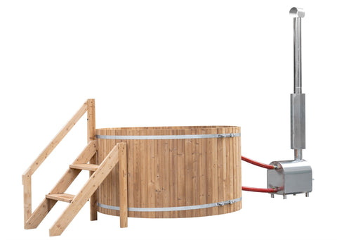 New Thermo Pine Outdoor Hot Tub with External Wood - Fired Heater | Eco - Friendly Luxury Spa SOT1810 - with | Sold by Uncle Wiener's Wholesale
