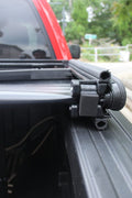 Tri-fold soft tonneau cover installed on Ford F-150 6.5 ft bed
Roll-up tonneau cover for 2009–2020 Ford truck bed
Weatherproof vinyl truck bed cover with clamp system
Tonneau cover folded up showing bed access
Side view of tri-fold tonneau cover on Ford F-150