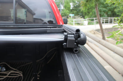 Tri-fold soft tonneau cover installed on Ford F-150 6.5 ft bed
Roll-up tonneau cover for 2009–2020 Ford truck bed
Weatherproof vinyl truck bed cover with clamp system
Tonneau cover folded up showing bed access
Side view of tri-fold tonneau cover on Ford F-150