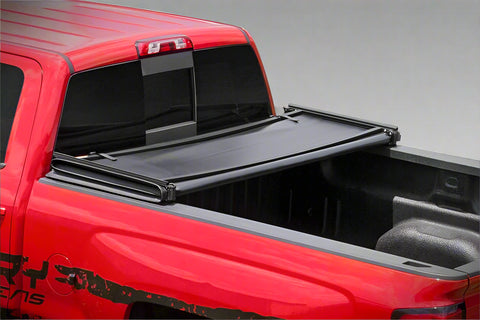 Tri-fold soft tonneau cover installed on Ford F-150 6.5 ft bed
Roll-up tonneau cover for 2009–2020 Ford truck bed
Weatherproof vinyl truck bed cover with clamp system
Tonneau cover folded up showing bed access
Side view of tri-fold tonneau cover on Ford F-150