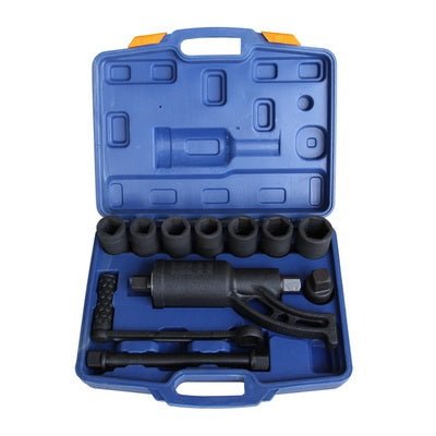 Torque multiplier wrench with carry case

1-inch drive socket tool with 7 sockets

Heavy-duty manual torque multiplier for truck wheels

Gearbox torque wrench with extension bar

Full tool kit for truck lug nut removal
