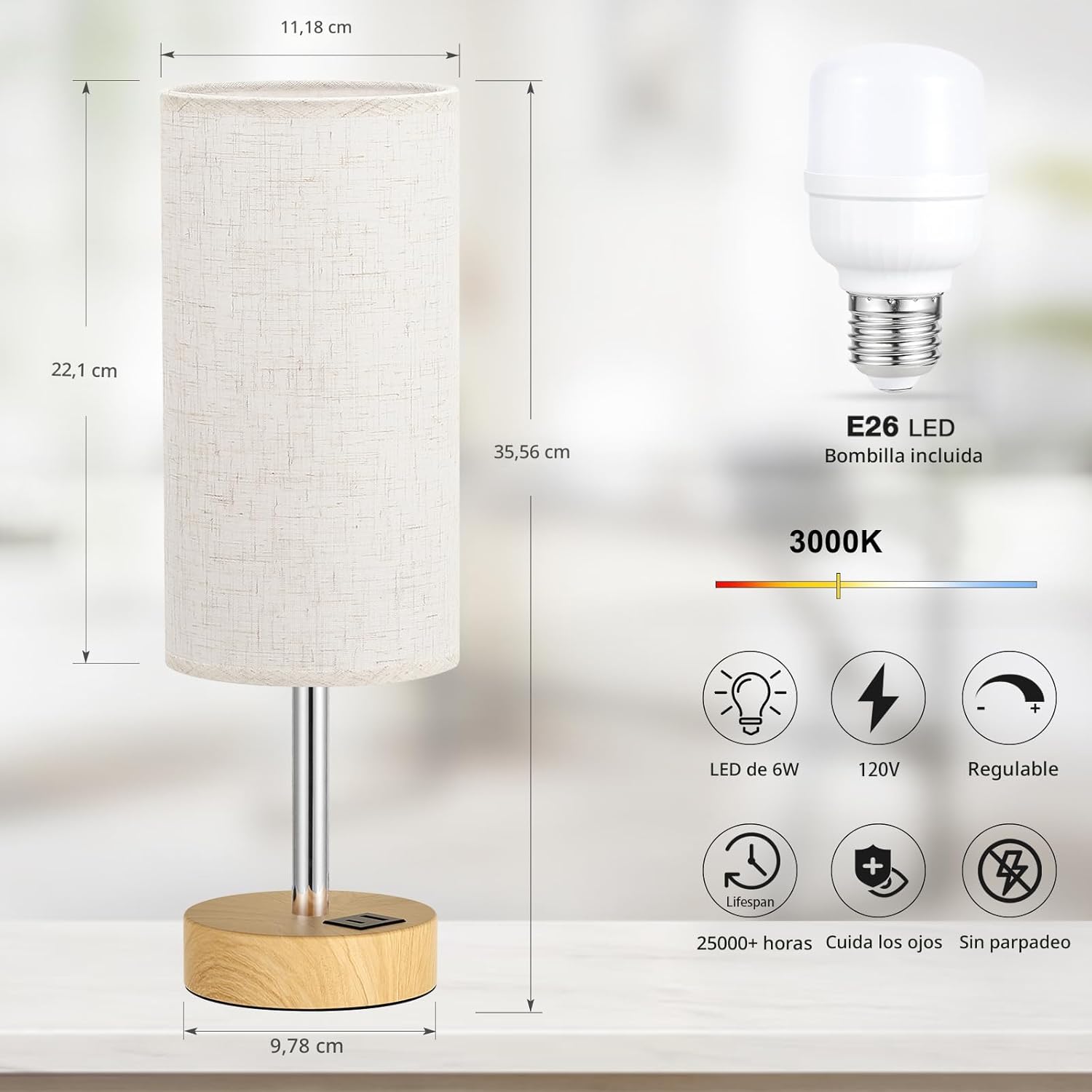 NEW Touch Control Bedside Table Lamp with USB Charging Port Dimmable Night Light White T2674 - with | Sold by Uncle Wiener's Wholesale