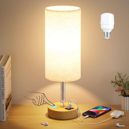 NEW Touch Control Bedside Table Lamp with USB Charging Port Dimmable Night Light White T2674 - with | Sold by Uncle Wiener's Wholesale