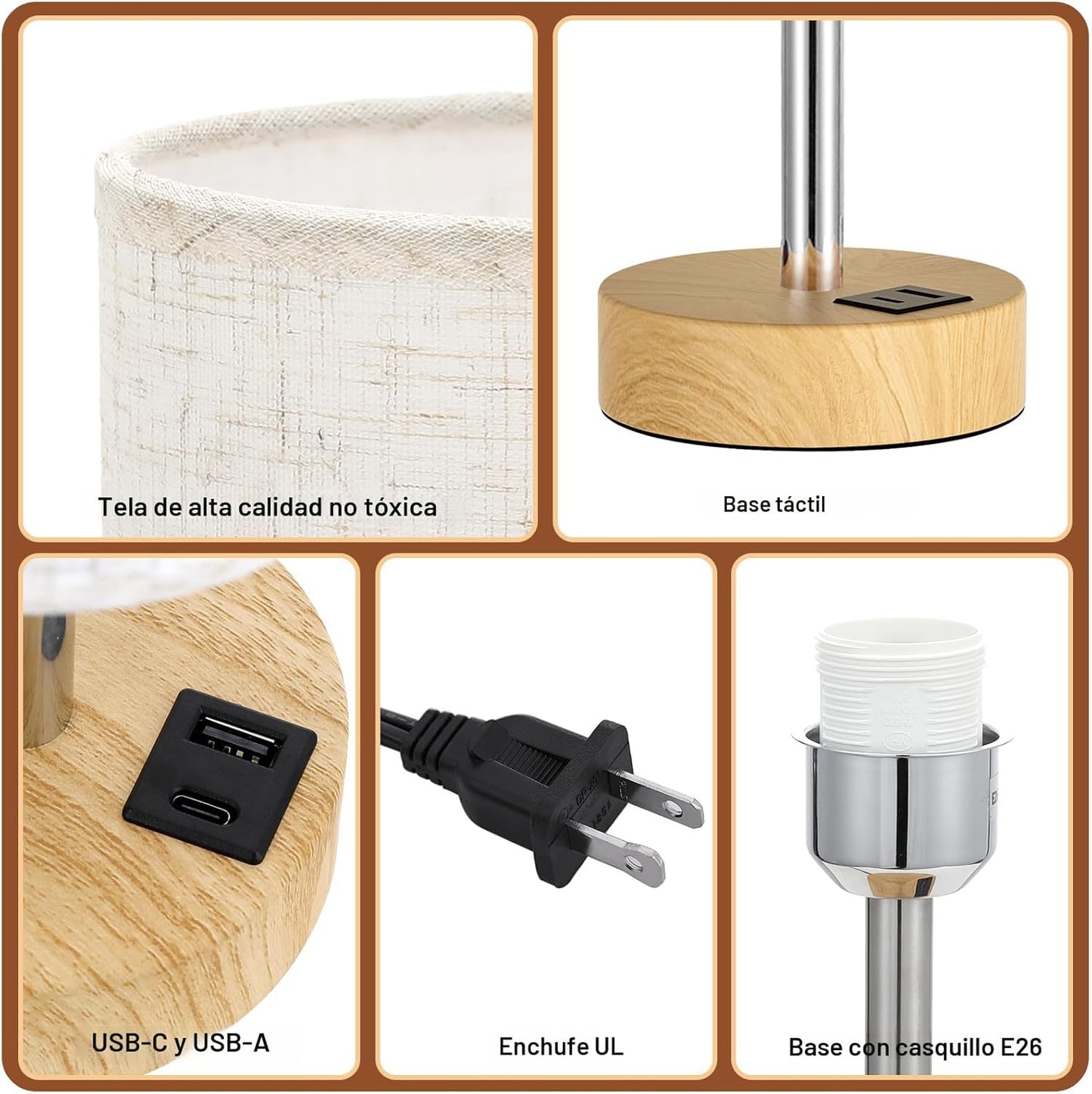 NEW Touch Control Bedside Table Lamp with USB Charging Port Dimmable Night Light White T2674 - with | Sold by Uncle Wiener's Wholesale