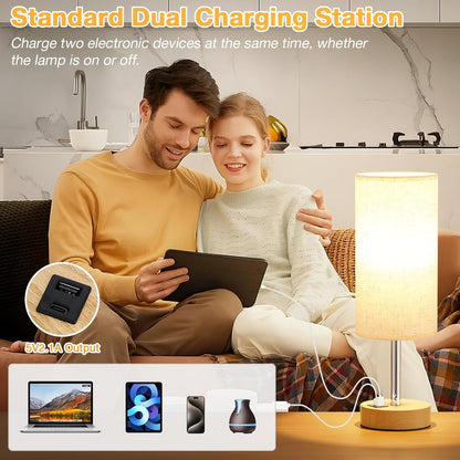 NEW Touch Control Bedside Table Lamp with USB Charging Port Dimmable Night Light White T2674 - with | Sold by Uncle Wiener's Wholesale