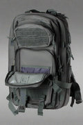Tracker Tactical Backpack in OD Green – military style with compartments
Side view of tactical backpack with breathable straps and buckles
Tactical backpack opened to show internal pockets and zippers
Outdoor survival backpack with molle system and storage pockets
