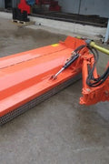 Heavy-duty PTO flail mower for tractors – 71 inch cutting width
BCR180 3-point flail mower side view – orange color
Tractor-mounted flail mower – cutting field grass
PTO flail mower attachment with hydraulic side shift and rotor housing