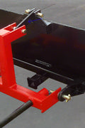 HLA67 skid steer to 3-point hitch plate – front angle
Rear view of 3-point skid steer adapter with lift arms
Close-up of 2" trailer receiver hitch on adapter plate
Side profile of Category 1 & 2 compatible plate
Adjustable lift arms and steel plate design