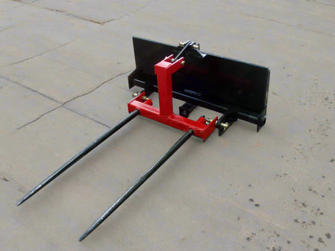 HLA67 skid steer to 3-point hitch plate – front angle
Rear view of 3-point skid steer adapter with lift arms
Close-up of 2" trailer receiver hitch on adapter plate
Side profile of Category 1 & 2 compatible plate
Adjustable lift arms and steel plate design