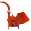 Front view of BX42T 3-point wood chipper attachment

Side profile showing 25" chipping disk on BX42T

Close-up of chipper blades and discharge chute

BX42T wood chipper connected to tractor PTO