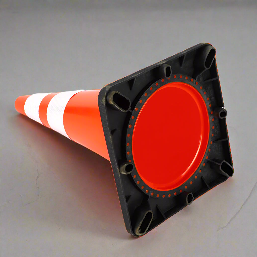 Orange 18 inch traffic cone with reflective ring
Base view of stackable PVC road safety cone
Set of traffic cones lined up on construction site
High-visibility reflective safety cone (28 inch)
Side view of TTC218 and TTC228 traffic cones