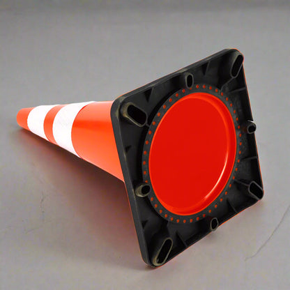 Orange 18 inch traffic cone with reflective ring
Base view of stackable PVC road safety cone
Set of traffic cones lined up on construction site
High-visibility reflective safety cone (28 inch)
Side view of TTC218 and TTC228 traffic cones