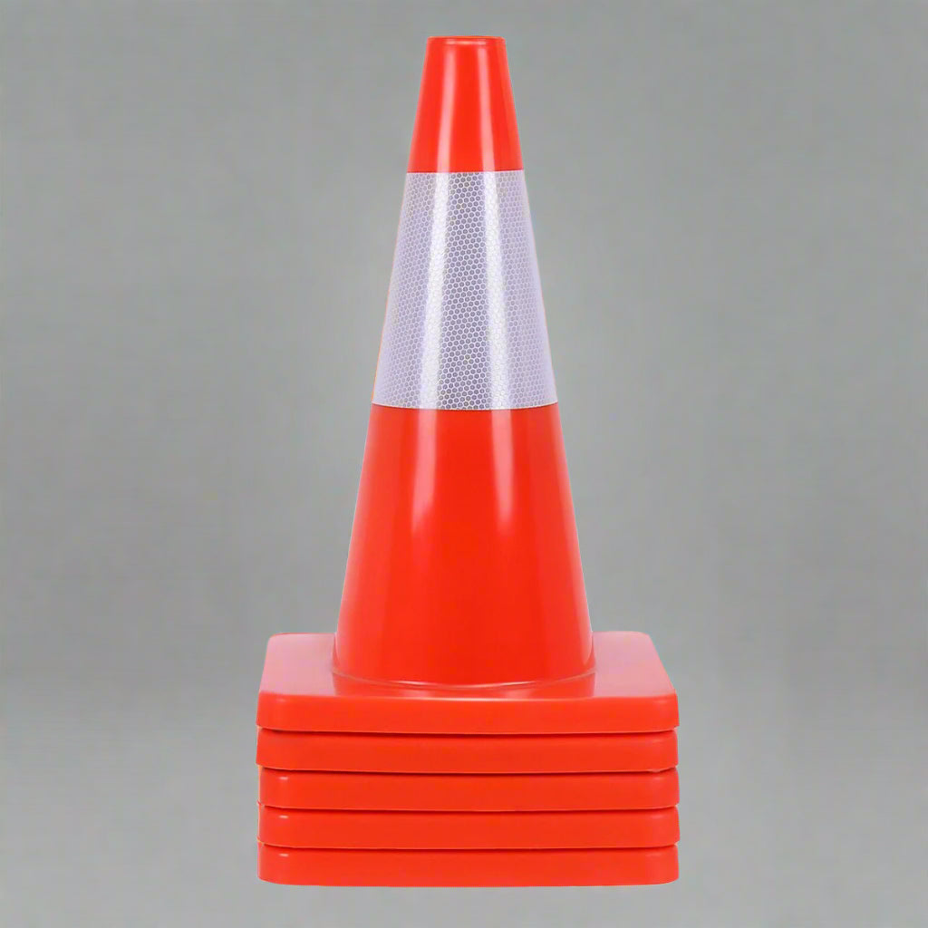 Orange 18 inch traffic cone with reflective ring
Base view of stackable PVC road safety cone
Set of traffic cones lined up on construction site
High-visibility reflective safety cone (28 inch)
Side view of TTC218 and TTC228 traffic cones