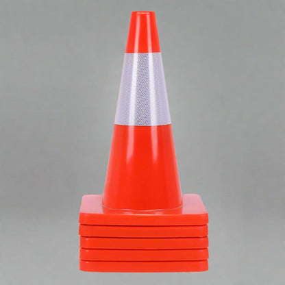 Orange 18 inch traffic cone with reflective ring
Base view of stackable PVC road safety cone
Set of traffic cones lined up on construction site
High-visibility reflective safety cone (28 inch)
Side view of TTC218 and TTC228 traffic cones
