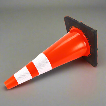 Orange 18 inch traffic cone with reflective ring
Base view of stackable PVC road safety cone
Set of traffic cones lined up on construction site
High-visibility reflective safety cone (28 inch)
Side view of TTC218 and TTC228 traffic cones
