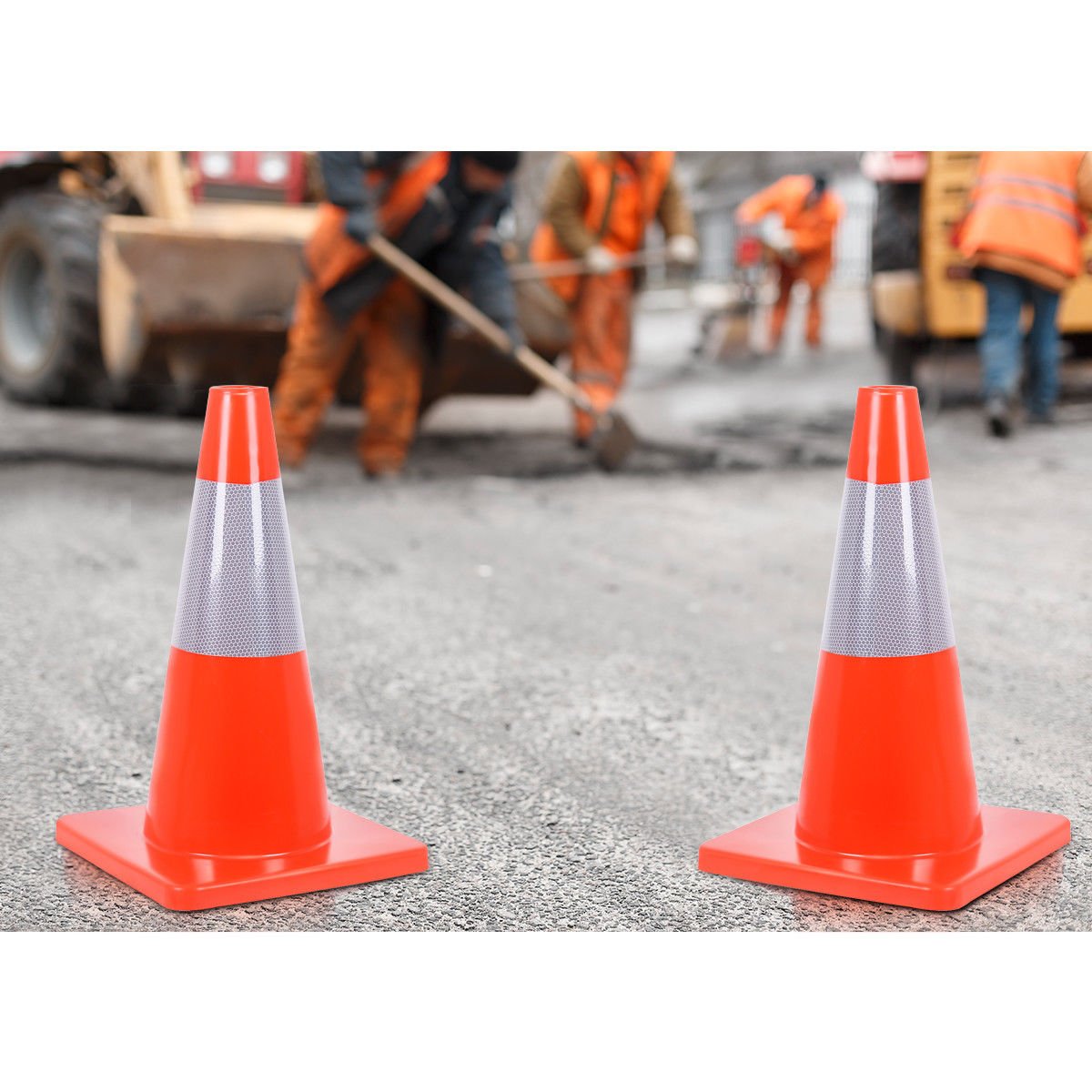 Orange 18 inch traffic cone with reflective ring
Base view of stackable PVC road safety cone
Set of traffic cones lined up on construction site
High-visibility reflective safety cone (28 inch)
Side view of TTC218 and TTC228 traffic cones