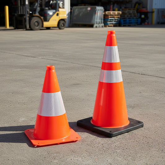 Orange 18 inch traffic cone with reflective ring
Base view of stackable PVC road safety cone
Set of traffic cones lined up on construction site
High-visibility reflective safety cone (28 inch)
Side view of TTC218 and TTC228 traffic cones