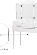 espresso vanity set with tri-fold mirror and stool
white 7-drawer makeup dressing table
vanity table with jewelry hooks
makeup table with stool and drawers
elegant vanity furniture for bedrooms