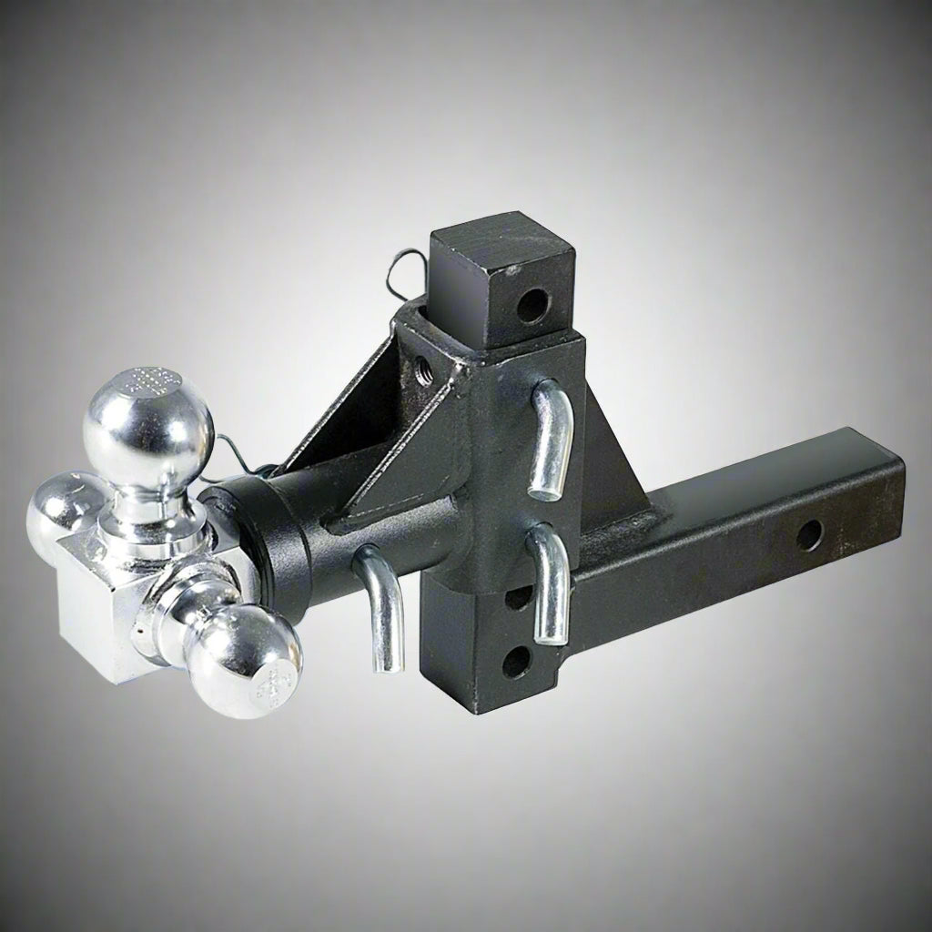Tri Swivel 3-Ball Hitch Mount – HB004 with 2” Receiver
Rotating Trailer Hitch Ball Set – 3 Ball Sizes View
Heavy-Duty Hitch Mount with Adjustable Drop
Trailer Hitch with Chrome Plated Balls – Side View
Swivel Trailer Ball Hitch with Pins and Clips