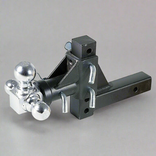 Tri Swivel 3-Ball Hitch Mount – HB004 with 2” Receiver
Rotating Trailer Hitch Ball Set – 3 Ball Sizes View
Heavy-Duty Hitch Mount with Adjustable Drop
Trailer Hitch with Chrome Plated Balls – Side View
Swivel Trailer Ball Hitch with Pins and Clips